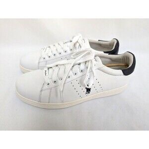 Polo Ralph Lauren Mens Sz 10D White Leather Wilton Casual Sneakers
